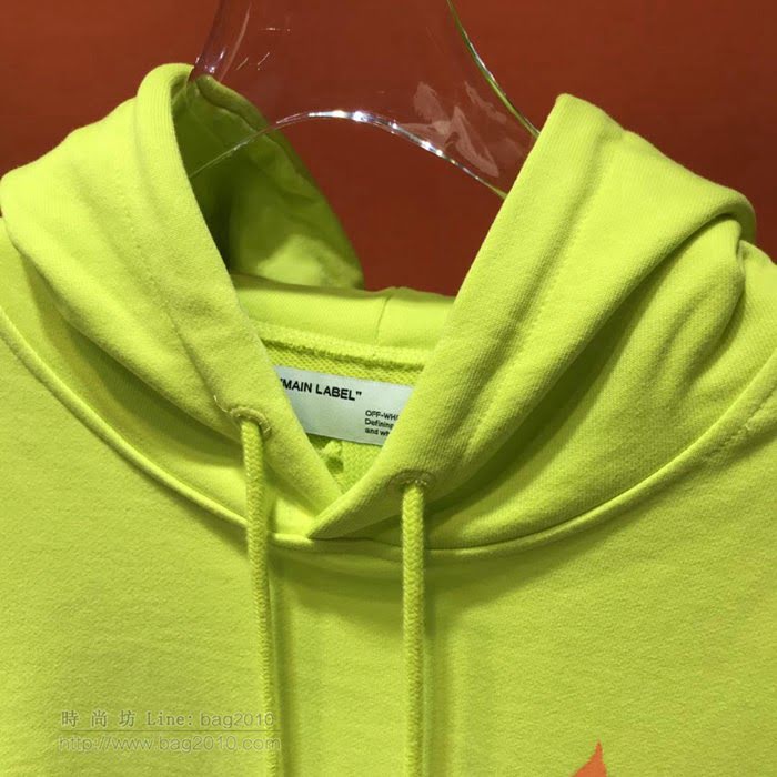 OffWhite男裝 19-20FW新款 最高品質 off男士連帽套頭衛衣 螢光綠 男士秋季最新單品  tzy2367
